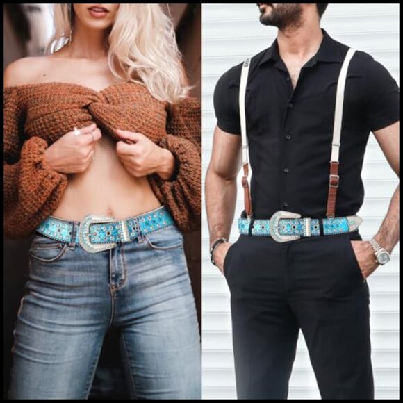 Rhinestone Belt Western Cowboy Cowgirl Studded Waist Belt for Jeans main image 4